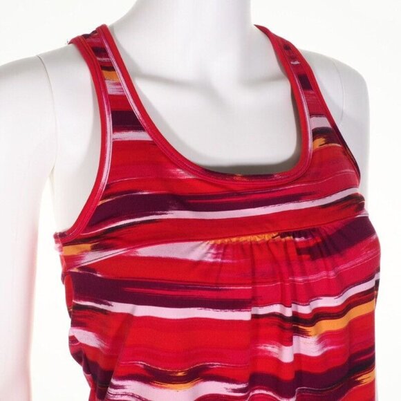 Athleta Top Womens Size Small Racerback Drawcord Red White Yellow  Shelf Bra EUC - Picture 3 of 9